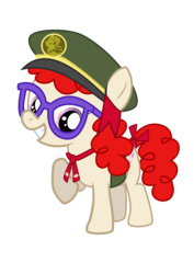 Size: 2480x3508 | Tagged: safe, artist:nedemai, twist, earth pony, pony, g4, cute, female, filly guides, glasses, high res, looking at you, raised hoof, ribbon, simple background, solo, transparent background, vector