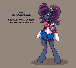 Size: 1000x892 | Tagged: safe, artist:romanrazor, princess luna, pony, luna-afterdark, g4, bipedal, clothes, cosplay, costume, female, sailor luna, sailor moon (series), sailor senshi, solo