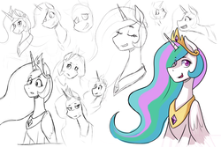 Size: 1000x667 | Tagged: safe, artist:romanrazor, princess celestia, g4, female, sketch dump, solo