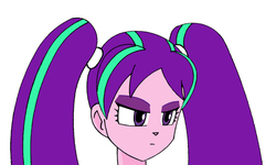 Size: 923x555 | Tagged: safe, artist:combatkaiser, aria blaze, equestria girls, g4, my little pony equestria girls: rainbow rocks, female, hairstyle swap, megaman battle network, portrait, shuko kido, solo