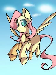 Size: 1536x2048 | Tagged: safe, artist:dippershat, fluttershy, pegasus, pony, g4, cloud, day, female, flying, sky, solo