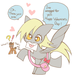 Size: 600x602 | Tagged: safe, artist:memoneo, derpy hooves, doctor whooves, time turner, pegasus, pony, g4, female, mare, mouth hold, valentine, valentine's day