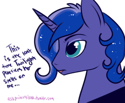 Size: 543x450 | Tagged: safe, artist:lulubell, princess luna, alicorn, pony, ask princess luna, g4, ask, dialogue, female to male, male, post-transformation, prince artemis, rule 63, simple background, solo, stallion, tumblr, url, white background