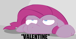 Size: 870x450 | Tagged: safe, artist:qewerka, pinkie pie, g4, female, image macro, meme, pinkamena diane pie, solo, valentine