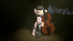 Size: 2560x1440 | Tagged: safe, artist:thespahthatspies, octavia melody, g4, 3d, cello, eyes closed, female, music notes, musical instrument, solo, source filmmaker