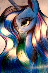 Size: 864x1318 | Tagged: safe, artist:cherubisous, princess luna, alicorn, pony, g4, bust, female, long mane, mare, portrait, solo, traditional art