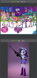 Size: 258x545 | Tagged: safe, artist:creatorofpony, rarity, derpibooru, equestria girls, g4, my little pony equestria girls: friendship games, 3d, boots, canterlot high, crystal prep academy, exploitable meme, female, gun, juxtaposition, juxtaposition win, meme, meta, optical sight, rifle, shoes, sniper rifle, text, weapon, wings