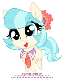 Size: 400x483 | Tagged: safe, artist:stepandy, coco pommel, earth pony, pony, g4, chibi, cocobetes, cute, female, open mouth, simple background, solo, transparent background, watermark