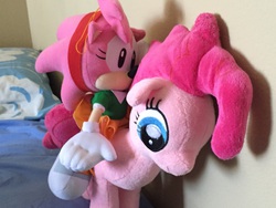 Size: 3264x2448 | Tagged: safe, artist:thatnerdwithglasses, pinkie pie, g4, amy rose, crossover, high res, irl, photo, plushie, sonic the hedgehog (series)