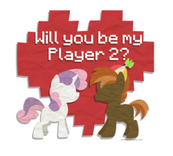 Size: 1600x1448 | Tagged: safe, artist:drawntildawn, button mash, sweetie belle, g4, female, male, ship:sweetiemash, shipping, simple background, straight, transparent background, valentine, valentine's day