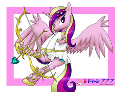 Size: 2560x1920 | Tagged: safe, artist:brab777, princess cadance, alicorn, pony, g4, arrow, bow (weapon), bow and arrow, clothes, cupid, cupidance, cute, cutedance, female, heart arrow, holiday, looking at you, princess of love, solo, valentine's day