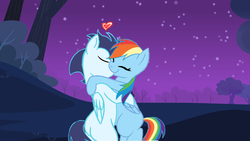 Size: 5760x3240 | Tagged: safe, artist:ricky2314, rainbow dash, soarin', g4, blank flank, female, kissing, male, ship:soarindash, shipping, straight