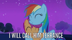 Size: 1920x1080 | Tagged: safe, edit, edited screencap, screencap, rainbow dash, scootaloo, g4, sleepless in ponyville, image macro, meme