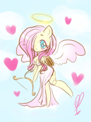 Size: 1936x2592 | Tagged: safe, artist:raspberry811, fluttershy, angel, anthro, g4, ambiguous facial structure, breasts, busty fluttershy, female, solo