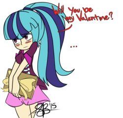 Size: 993x952 | Tagged: safe, artist:xxxsketchbookxxx, sonata dusk, equestria girls, g4, ..., blushing, bronybait, cute, female, present, shy, simple background, solo, sonatabetes, transparent background, valentine, valentine's day, wavy mouth