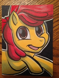 Size: 2448x3264 | Tagged: safe, artist:joshuadraws, apple bloom, g4, female, high res, smiling, solo, traditional art