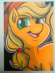 Size: 1944x2592 | Tagged: safe, artist:joshuadraws, applejack, g4, female, smiling, solo, traditional art