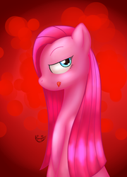 Size: 620x860 | Tagged: safe, artist:monteruis, pinkie pie, g4, female, looking at you, pinkamena diane pie, solo, tongue out