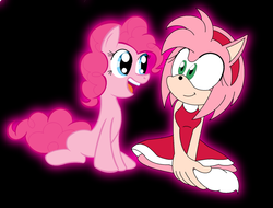 Size: 1024x777 | Tagged: safe, artist:luckyacesnof, pinkie pie, g4, amy rose, crossover, cute, sock, sonic the hedgehog (series)