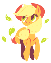 Size: 500x625 | Tagged: dead source, safe, artist:yousukou, applejack, earth pony, pony, g4, falling leaves, full body, leaves, lineless, looking up, no catchlights, running of the leaves, simple background, solo, white background