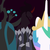 Size: 1000x1000 | Tagged: safe, artist:penstrokepony, king sombra, princess celestia, queen chrysalis, alicorn, changeling, changeling queen, pony, unicorn, g4, female, minimalist