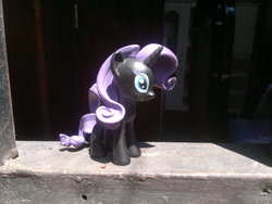 Size: 4000x3000 | Tagged: safe, artist:white mist, rarity, g4, black repaint, female, figure, funko, mystery minis, solo, toy
