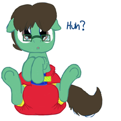 Size: 1024x1024 | Tagged: safe, artist:fillyscoots42, oc, oc only, oc:tenerius, colored, cute, diaper, glasses, non-baby in diaper, poofy diaper, solo, surprised