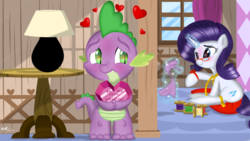 Size: 3840x2160 | Tagged: safe, artist:saddnesspony, rarity, spike, g4, female, hearts and hooves day, high res, male, ship:sparity, shipping, straight