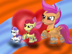 Size: 1024x768 | Tagged: safe, artist:silverthemysticfligh, apple bloom, scootaloo, sweetie belle, g4, cutie mark crusaders
