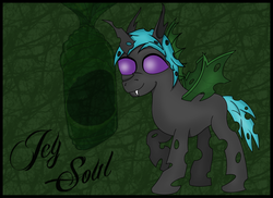 Size: 2338x1700 | Tagged: safe, artist:8darknesss8, oc, oc only, oc:icy soul, changeling, solo
