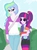 Size: 592x800 | Tagged: safe, artist:unoriginai, princess celestia, twilight sparkle, oc, oc:prince dawn, equestria girls, g4, alternate clothes, alternate hairstyle, baby, bag, blushing, bush, cute, cutie mark, female, lesbian, magical lesbian spawn, offspring, onesie, parent:princess celestia, parent:twilight sparkle, parents:twilestia, ship:twilestia, shipping