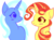 Size: 490x364 | Tagged: safe, artist:lionsca, sunset shimmer, trixie, pony, unicorn, g4, blushing, female, lesbian, ship:suntrix, shipping, simple background, transparent background