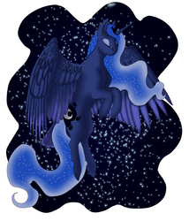 Size: 3428x4000 | Tagged: safe, artist:istarianpony, princess luna, g4, eyes closed, female, flying, solo, stars