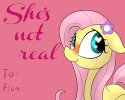 Size: 1000x800 | Tagged: safe, artist:datte-before-dawn, fluttershy, pony, g4, blushing, card, female, flower, flower in hair, heart eyes, smiling, solo, valentine's day, waifu, wingding eyes