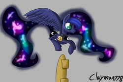 Size: 1024x683 | Tagged: safe, artist:clayman778, princess luna, lunadoodle, g4, counting, female, fence, simple background, solo