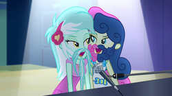 Size: 1273x711 | Tagged: safe, artist:thecheeseburger, edit, edited screencap, screencap, bon bon, lyra heartstrings, sweetie drops, equestria girls, g4, beard, beard edit, duo