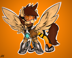 Size: 822x663 | Tagged: safe, artist:ollywiicious, pony, lena oxton, overwatch, ponified, solo, tracer