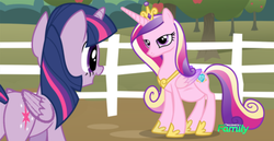 Size: 1024x530 | Tagged: safe, artist:shutterflyeqd, edit, princess cadance, twilight sparkle, alicorn, pony, g4, bedroom eyes, called it, discovery family logo, fake, fake screencap, female, hilarious in hindsight, mare, pregnant, totally legit season 5 spoilers, twilight sparkle (alicorn)