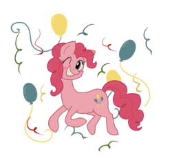 Size: 1135x1038 | Tagged: safe, artist:robot-that-draws, pinkie pie, g4, balloon, female, simple background, solo, transparent background