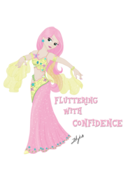 Size: 800x1018 | Tagged: safe, artist:zellykat, fluttershy, human, g4, bedroom eyes, belly button, belly dancer, belly dancer outfit, cleavage, clothes, female, humanized, jewelry, light skin, long skirt, looking at you, midriff, nail polish, simple background, skirt, solo, transparent background