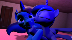 Size: 1920x1080 | Tagged: safe, artist:xxtheamazingdarkiexx, princess luna, oc, oc:dak steiger, g4, 3d, canon x oc, female, gmod, kissing, male, shipping, straight