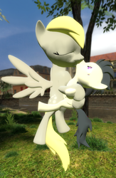 Size: 1080x1660 | Tagged: safe, artist:viranimation, derpy hooves, rumble, pegasus, pony, g4, 3d, derpumble, duo, female, gmod, holding hooves, hoof hold, kiss on the lips, kissing, lips, male, mare, shipping, straight, straight shota