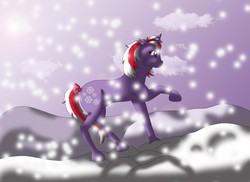 Size: 1280x931 | Tagged: safe, artist:faerie-starv, powder, g1, female, snow, snowfall, solo