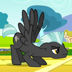 Size: 406x406 | Tagged: safe, screencap, thunderlane, pegasus, pony, g4, hurricane fluttershy, background pony, cropped, cute, face down ass up, male, solo, spread wings, stallion, wings