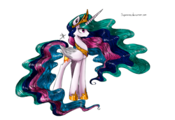 Size: 1377x944 | Tagged: safe, artist:supermare, princess celestia, pony, g4, female, mare, simple background, solo, transparent background