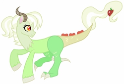 Size: 1064x722 | Tagged: safe, artist:unoriginai, draconequus, hybrid, crack shipping, cute, grannycord, offspring, parent:discord, parent:granny smith, parents:discosmith, simple background, white background