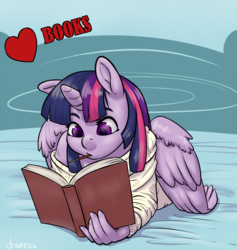 Size: 1681x1771 | Tagged: safe, artist:draneas, twilight sparkle, anthro, g4, book, clothes, female, heart, solo, that pony sure does love books, twilight sparkle (alicorn), valentine's day