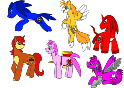 Size: 3404x2428 | Tagged: safe, artist:skooterwolf, cyborg, amy rose, archie comics, hammer, high res, julie-su, knuckles the echidna, male, miles "tails" prower, ponified, sally acorn, sonic the hedgehog, sonic the hedgehog (series), war hammer