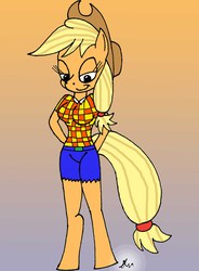 Size: 1700x2314 | Tagged: safe, artist:lol20, applejack, earth pony, anthro, unguligrade anthro, g4, female, solo, sonic the hedgehog (series), sonicified, style emulation