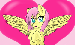 Size: 2000x1200 | Tagged: safe, artist:fluttershy-wins, fluttershy, g4, cute, female, hearts and hooves day, short mane, shyabetes, solo, valentine